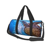 Borsa da viaggio rotonda con tartaruga marina e plastica stampata borsa da viaggio rotonda borsa da palestra borsa fitness borsa da allenamento, nero, taglia unica, Nero , Taglia unica