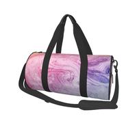 Borsa da viaggio rotonda di grande capacità con stampa colorata in marmo rosa pastello blu viola borsa portaoggetti multifunzionale, Nero , Taglia unica