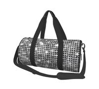 Borsa da viaggio rotonda di grande capacità con stampa con paillettes argentate, borsa multifunzionale, Nero , Taglia unica