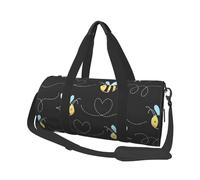 Borsa da viaggio rotonda di grande capacità con stampa di Bumble Bees - Borsa portaoggetti multifunzionale, Nero , Taglia unica