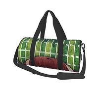 Borsa da viaggio rotonda di grande capacità con stampa di campo da football americano e palla - borsa portaoggetti multifunzionale, Nero , Taglia unica