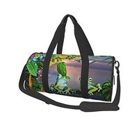 Borsa da viaggio rotonda Molte rane cantano sui rami Farfalle estive Lago Acqua Borsa da palestra per uomo Donna Borsone Borsa sportiva