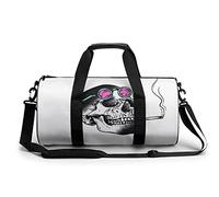 Borsa da viaggio rotonda Scheletro con occhiali viola Stava fumando Borsa da palestra per uomo Borsa sportiva da donna
