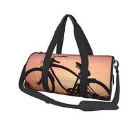 Borsa da viaggio rotonda stampata per bicicletta da strada, borsa da viaggio, borsa da palestra, fitness, borsa da allenamento, nera, taglia unica, Nero , Taglia unica