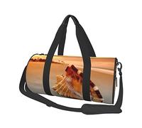 Borsa da viaggio rotonda Tramonto sul mare con la borsa da palestra Shell Conch per uomo Borsa sportiva da donna