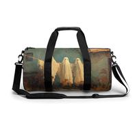 Borsa da viaggio rustica con tre fantasmi appesi al filo stendibiancheria, borsa da palestra per donne e uomini, borsa da viaggio cilindrica con tracolla