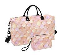 Borsa da viaggio scintillante in oro rosa con squame di pesce durante la notte Tote e bagagli Sport palestra Tote Bag con borsa da toilette per yoga pieghevole Bolsa de para Mujer