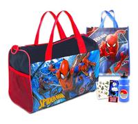 Borsa da viaggio Spiderman per bambini, con borsone Spiderman, borsa Spidey, bottiglia d'acqua, adesivi, altro ancora, set di borse Spiderman, Multicolore, Spiderman Drawstring, Borsone Spiderman