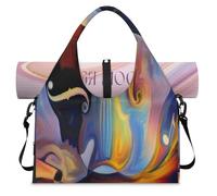 Borsa da viaggio sportiva astratta con scomparto per scarpe Musica umana Colorata Weekend Borse da viaggio Tote Cabina Bagagli per Palestra Yoga Viaggio, Colore, L, Borsone da viaggio