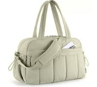 Borsa da viaggio sportiva trapuntata da donna di grande capacità con custodia for valigia - Borsone da palestra con tracolla rimovibile, borsa da allenamento leggera for fitness e viaggi(Green)