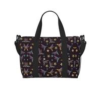 Borsa da viaggio stampata con fiori e colibrì, borsa da palestra di grande capacità, borsa a tracolla leggera da viaggio per il fine settimana, unisex