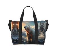 Borsa da viaggio stampata con orso polare in inverno, borsa da palestra di grande capacità, borsa a tracolla leggera da viaggio per il fine settimana, unisex