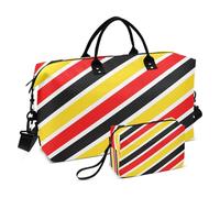 Borsa da viaggio Stripe Nero Rosso Giallo Estetica Grande Carry On Airport Bag con Cinghia Regolabile per Palestra 2 Pz Set maletín de para mujer