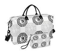Borsa da viaggio Tai Chi nera e bianca borsa da viaggio borsa da viaggio Weekender per la notte borsa tote con tracolla regolabile per palestra grande capacità, Tai chi in bianco e nero, 1 size