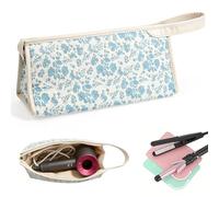Borsa da viaggio trapuntata per ferri arricciacapelli e asciugacapelli, include tappetino in silicone resistente al calore, compatibile con Dyson Airwrap & Shark FlexStyle, custodia organizer