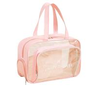 Borsa da viaggio trasparente - Borsa in PVC impermeabile, chiusura lampo robusta | Grandi borse culturali per spiaggia, fitness e piscina, organizzatore portatile con separazione umida e secca, Pink