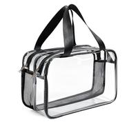 Borsa da Viaggio Trasparente per Articoli da Toilette Grande, 31×21.1×16 Centimeteri in PVC Resistente all'Acqua con Doppio Scomparto e Cerniera per Viaggi Aerei, per Uomini e Donne