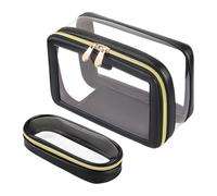Borsa da viaggio trasparente per trucchi - Set di organizer per cosmetici trasparenti senza sforzo | Trousse per cosmetici con grande capacità, borsa per cosmetici trasparente da viaggio, Nero,