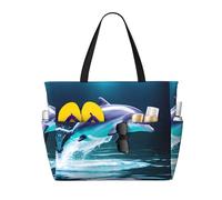Borsa da viaggio unica con stampa di delfini 3D, grande capacità, da donna, da spiaggia, da viaggio, palestra, vacanze