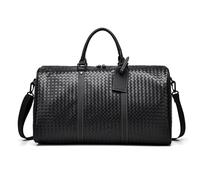 Borsa Da Viaggio Unisex in Pelle PU Tessuta 50x28x23cm, Bagaglio A Mano Per Aereo, Borsa Weekend Leggera 800g Con Scomparto Asciutto-Bagnato Per Uomo E Donna (Nero)