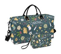 Borsa da viaggio verde Merry Christmas Party Bagaglio Borsa da viaggio Borsa per oggetti personali Borsa da allenamento con borsa da toilette per allenamento impermeabile, Festa di Natale verde, 1