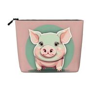 Borsa da viaggio versatile con maialino con orecchie lunghe, borsa da trucco di grande capacità, borsa per cosmetici con cerniera, borsa da toilette, Nero , Taglia unica, Beauty case