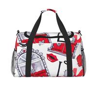 Borsa da viaggio versatile con stampa a cuore rosso e labbra e amore, borsa da viaggio elegante e funzionale per attività all'aperto