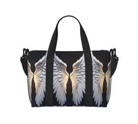 Borsa da viaggio versatile con stampa ali d'angelo, ideale per lavoro, sport, soggiorni nel fine settimana, nero, Taglia unica