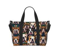 Borsa da viaggio versatile con stampa di bulldog inglese, ideale per affari, sport, soggiorni di fine settimana, nero, Taglia unica