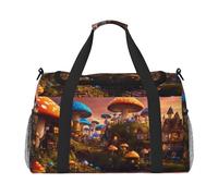 Borsa da viaggio versatile con stampa di funghi magici, ampia borsa da viaggio, elegante, funzionale per attività all'aperto