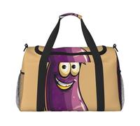 Borsa da viaggio versatile con stampa melanzana in stile cartone animato, borsa da viaggio elegante e funzionale per attività all'aperto