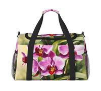 Borsa da viaggio versatile con stampa orchidea, ampia borsa da viaggio, elegante, funzionale per attività all'aperto