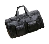 Borsa da viaggio vintage - Borsa per il trasporto di grande capacità con tracolla imbottita regolabile, struttura in tela robusta e durevole, vari scomparti, Nero, Se référer au descriptif,