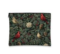 Borsa da viaggio vintage botanica con uccelli verdi, borsa da viaggio per cosmetici da donna, piccola borsa portatile in tela con cerniera, borsa da toilette per la cura della pelle delle vacanze