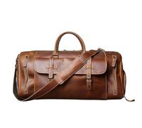 Borsa da viaggio vintage da uomo in vera pelle, borsa da viaggio in pelle di cavallo pazzo, grande capacità, borsa a tracolla in pelle di vacchetta con strato superiore