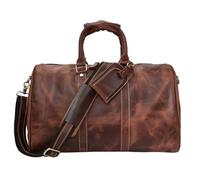 Borsa da viaggio vintage in pelle di cavallo pazzo da uomo con cerniera in pelle di mucca(Pattern 1)