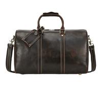 Borsa da viaggio vintage in pelle di cavallo pazzo da uomo con cerniera in pelle di mucca(Pattern)