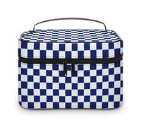 Borsa da viaggio vintage per il trucco da donna, a scacchi, con manico morbido, grande capacità, per la cura della pelle, da viaggio, per il trucco da sposa, da campeggio.