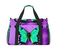 Borsa da viaggio viola con stampa a farfalla carina per weekender durante la notte borsa da viaggio borsa da viaggio donna uomo palestra bagaglio a mano, Nero , Taglia unica