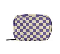 Borsa da viaggio viola e bianca americana scozzese con scomparti staccabili Custodia da viaggio portatile per farmaci per borsa, Plaid americano viola e bianco, Taglia unica