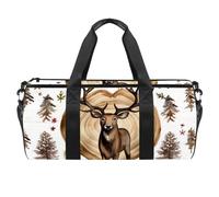Borsa da viaggio Weekender,borsa da palestra piccola,cervo vintage legno alce,borsone da palestra