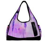 Borsa da viaggio Weekender,borsa da palestra piccola,fiore dell'acquerello viola rosa,borsone da palestra