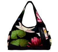 Borsa da viaggio Weekender,borsa da palestra piccola,fiore di loto dell'acquerello,borsone da palestra