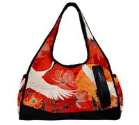 Borsa da viaggio Weekender,borsa da palestra piccola,fiore di peonia gru bianca,borsone da palestra