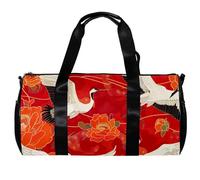 Borsa da viaggio Weekender,borsa da palestra piccola,fiore di peonia gru bianca,borsone da palestra