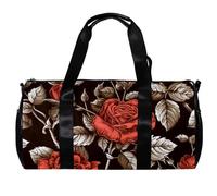 Borsa da viaggio Weekender,borsa da palestra piccola,fiori d'epoca rose rosse,borsone da palestra