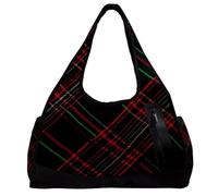 Borsa da viaggio Weekender,borsa da palestra piccola,Motivo tartan classico Griglia verde scuro,borsone da palestra