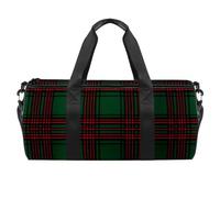 Borsa da viaggio Weekender,borsa da palestra piccola,Motivo tartan classico Griglia verde scuro,borsone da palestra