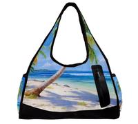 Borsa da viaggio Weekender,borsa da palestra piccola,palma tropicale della spiaggia di sabbia,borsone da palestra