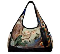 Borsa da viaggio Weekender,borsa da palestra piccola,pavone delle coppie dell'albero della foresta,borsone da palestra